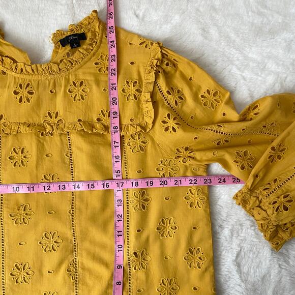 J. Crew Mustard Yellow Cotton Eyelet blouse - Picture 6 of 6